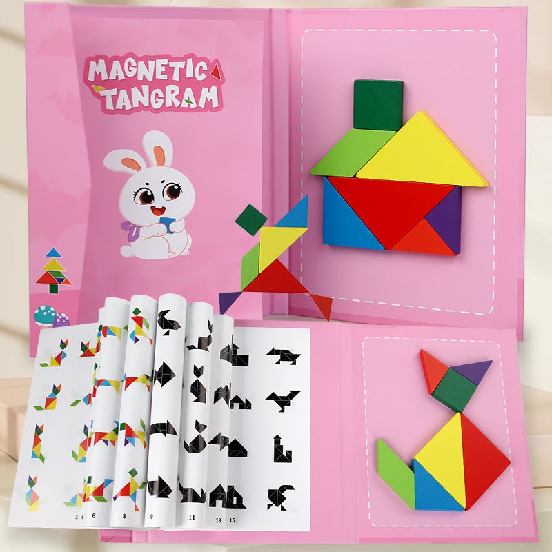 Colorful Wooden Magnetic Tangram Teaching Aids Kidsren'S Educational Early Education Toys Development Puzzles Magnetic Puzzle Fun - Image 4